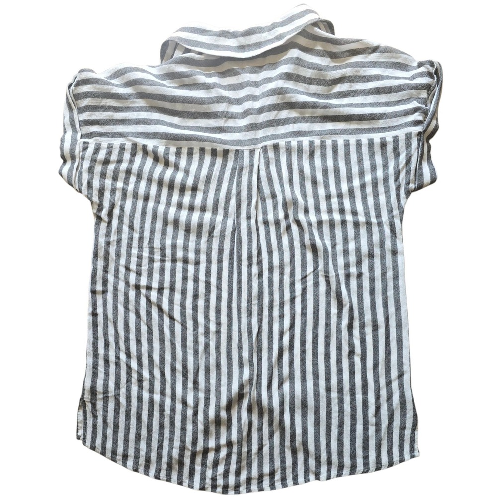 Doe & Rae Striped Button-Up Shirt Relaxed Fit Short Sleeve Top Size S - Picture 2 of 11